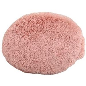 Pluche kat hondenkussen, ronde huisdier warme mat, PP katoen zacht en comfortabel voor woonkamer (S 37 cm, roze)