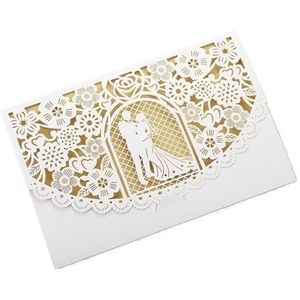 Bruiloft uitnodigingen bruiloft uitnodigingskaart shell laser gesneden holle Valentijnsdag wenskaart vakantie feest bruiloft benodigdheden decoratie bruiloft uitnodigingen kaart (kleur: wit 1, maat: