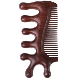 Sandelhouten kam, massagekam, multifunctionele kam, krabben, brede tandkam