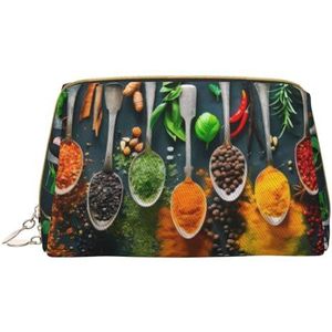 CRJSYCBYB Kruiden Gedrukte de Zak Draagbare Reis Kosmetische Zak van de Leermake-up, Wit, Eén maat