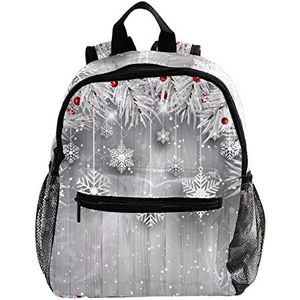 Mini Rugzak Pack Bag Opknoping Sneeuwvlokken met Zilveren Kerstboom Leuke Mode, Meerkleurig, 25.4x10x30 CM/10x4x12 in, Rugzak Rugzakken