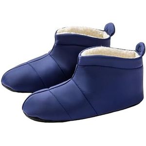 JadeRich Unisex Waterbestendig Fleece Voering Bootie Slippers Warme Lichtgewicht Huisschoenen voor Vrouwen Mannen, marineblauw, 5/7 UK