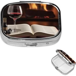 KHiry Pillendoos Rode Wijn Boek Pillendoosje Wekelijkse Pillenorganizer met 3 compartimenten Rechthoekige Pillendoos Kleine Pillencontainer Draagbare Vitamine Houder Dozen voor Supplementen