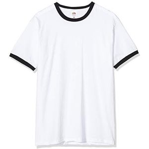 Fruit of the Loom Heren Ringer Premium T-Shirt - wit - M