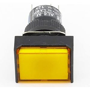1 stuk 16 mm rechthoekige Momentary Push Button Switch Lamp 5 Pins 12V (Kleur: Rood) (Kleur: Geel)