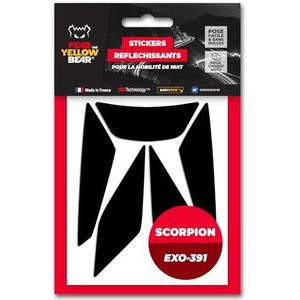 FYB© Set van 5 herpositioneerbare reflecterende stickers voor Scorpion Exo 391™, 3M™ Technology, zwart