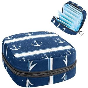 Nautisch thema anker patroon maandverband opbergtas grote menstruatie cup zakje met rits, menstruatie pads tas winkel panty voeringen tampons voor meisjes vrouwen