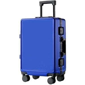 Suwequest Lichtgewicht PC Bagage Stille Universele Wiel Koffer Wachtwoord Boarding Case Business Travel Case, Blauw, 22