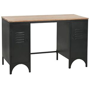 Dubbel Voetstuk Bureau Massief Firwood en Staal 120x50x76 cm