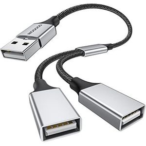 MOGOOD - USB Splitter - Adapter - Zwart - 2 USB 2.0 Poorten - Gegevensoverdracht tot 480 Mbps