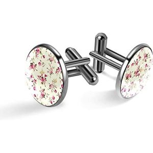 Manchetknopen voor heren, vintage bloesem bloemen manchetknopen voor mannen, klassieke manchetknopen zwart voor pak shirt bruiloft zakelijke verjaardag sieraden cadeau, 2×2×1.9 CM, Roestvrij staal, Geen edelsteen