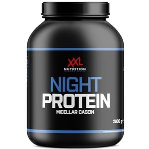 XXL Nutrition - Night Protein - 100% Micellar Caseïne Eiwit - Eiwitpoeder Proteïne Shake - Eiwitgehalte 87% - Yoghurt Framboos - 2000 gram