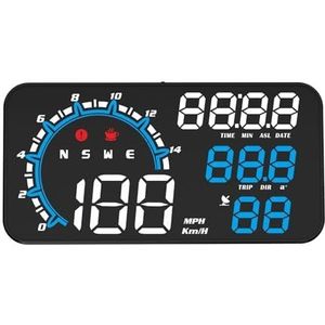 Head Up Display Auto Display HUD GPS Head Up Universele snelheidsmeter kilometerteller voorruit projector met rijalarm voor vermoeidheid bij oversnelheid (G11 blauw)