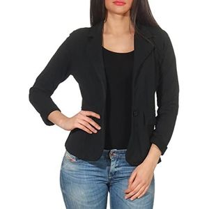 malito dames Blazer in effen kleuren | Korte jas met knopen | Jersey jasje in Basic Look | Jasje 1654 (zwart, S)