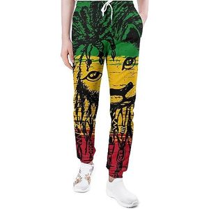 Jamaica Lion Rastafari Joggingbroek voor Mannen Yoga Atletische Jogger Joggingbroek Trendy Lounge Jersey Broek 3XL
