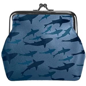Munten Portemonnees Vintage Pouch Change Portemonnee Portefeuilles Shark Swarm Silhouet, Multi kleuren, 3.3x3.6 in/11x12 cm, Klassiek