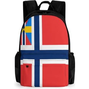 Noorse vlag 16 inch laptop rugzak grote capaciteit dagrugzak reizen schoudertas voor mannen en vrouwen