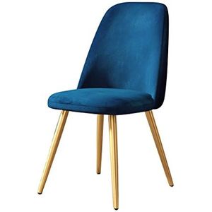 GEIRONV 1 stks eetkamer stoel, moderne flanel met metalen poten keuken stoelen thuis woonkamer lounge teller stoelen Eetstoelen (Color : Blue)