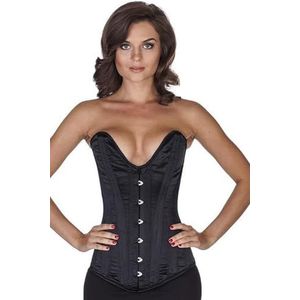 Satijn corset zwart volborst plunge diep decolleté Korset sl00