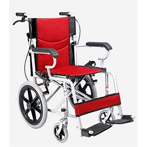 Rolstoelen Opvouwbare opvouwbare rolstoelen Lichtgewicht aluminium rolstoeltrolley Scooter Zelfrijdende comfortabele draagbare rolstoel, rood