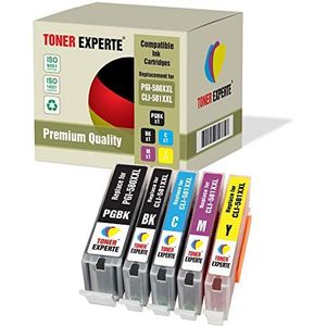 TONER EXPERTE® Set van 5 Inktpatronen Compatibel met PGI-580XXL CLI-581XXL PGI-580 CLI-581 XXL voor Pixma TS6150 TS6151 TS6250 TS6351 TS705 TR7550 TS8150 TS8151 TS8152 TS8250 TS8351 TS8352 TR8550 TS9150 TS9155
