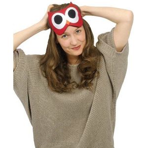 Leschi Slaapmasker, lichtdicht, voor een goede nachtrust, oogmasker met koelkussen, verkoelend en verwarmend, van katoen, reiscadeau voor vrouwen, kinderen, meisjes, uil Stella, rood