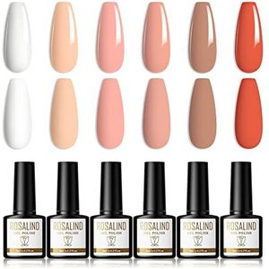 ROSALIND Gel Nagellak Wit Oranje Roze Bruin Rood 6 Kleuren Shellac Set 8ml Soak Off UV/LED Gellak Gel Nail Polish Voor Gelnageldesigns/Nagelsalon