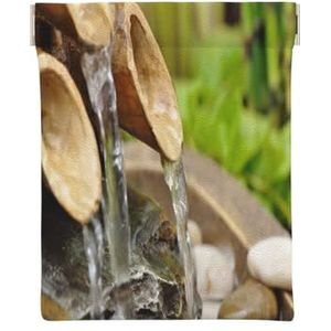 Portemonnee Portemonnee Coin Pouch Waterval en Bloem Opbergtas Draagbare Squeeze Top Lederen Geld Portemonnees Tas voor Vrouwen Mannen Kids, Bamboe Waterval, Eén maat, Munt Pouch