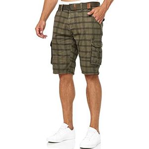 INDICODE Heren Monroe Cargo Shorts | Cargo korte broek met riem Army Check M