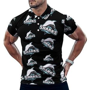 Shark Logo Casual Polo Shirts Voor Mannen Slim Fit Korte Mouw T-shirt Sneldrogende Golf Tops Tees 4XL