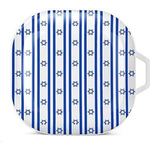 Israëlische vlag vormige oordopjes hoesje compatibel met Samsung hard shell beschermhoes witte stijl