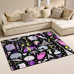 Vloerkleden 100 x 150 cm, zeer populaire stijl paarse oogverblindende kleuren vloerkleed waterabsorberend flanel mat tapijt print gebied tapijten voor slaapkamer, slaapkamer, keuken