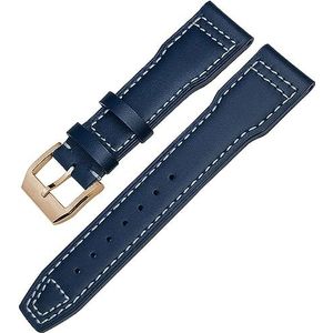 WCQSYY Echt Rundleer Horlogeband Voor IWC Mark XVIII Le Petit Prince Pilotenhorloge Band 20mm 21mm 22mm (Color : Blue white rose, Size : 20mm)