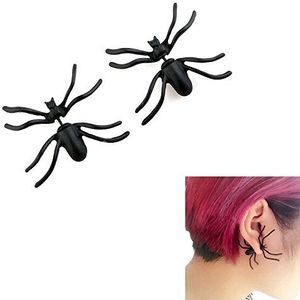 Hey~Yo Realistische Halloween Zwarte Spider Punk Oorbel Oorknopjes Fancy Dress Accessoires Party Prop