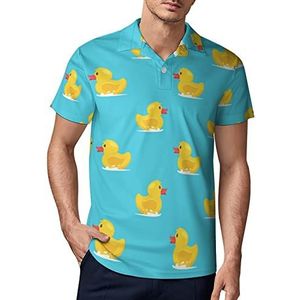 Geel Rubber Duck Heren Golf Polo-Shirt Zomer Korte Mouw T-Shirt Casual Sneldrogende Tees XL