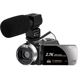 Videocamera Vlogcamera Recorder 2.7K Video Camera Livestream Digitale Camcorder for Thuisgebruik 16X Zoom 30MP Vlog Webcam 3.0 Draaien Touch Screen(With Microphone)