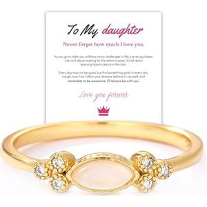 De puurste liefde voor moeder en dochter bijpassende ovaal geslepen opaal ring, voor mijn dochter bloemblad opaal ring, 925 sterling zilver vergulde zirkoon opaal ring (9)