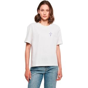 Miss Tee Dames T-shirt Pearl Spider Tee, casual T-shirt met opdruk, oversized fit, katoen, maten XS - 5XL, wit, XL