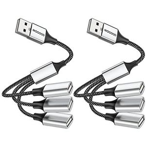 3-poorts USB splitter kabel, MOGOOD USB Type B splitter 1 male naar 3 female USB 2.0 power adapter verlengkabel Hub voor opladen/gegevensoverdracht/laptop/Mac