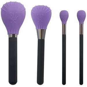 LORMAY 4 stuks siliconen make-up kwasthoezen, borstelbellen om haren te beschermen tegen verpletterd worden en cosmetische tas schoon te houden (paars)