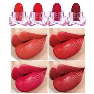 4 Colors CapsulesLipstick Set, Velvet Matte Lipstick Waterproof Long Lasting Moisturizing Non-Stick Cup, for Date Party Daily Makeup, Ideal Cosmetic Gift Kit B/a