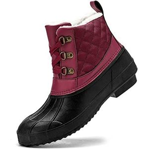 Regenlaarzen Vrouwen waterdichte eend laarzen dame sneeuw laarzen winter bewaren warme antislip rubberen vrouwelijke mode vrouwen casual schoenen regen schoenen multi Regenschoenen (Color : G01-Red,