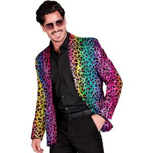 Widmann - Party Fashion jack met pailletten voor heren, regenboog, luipaardpatroon, discofever, slagermove