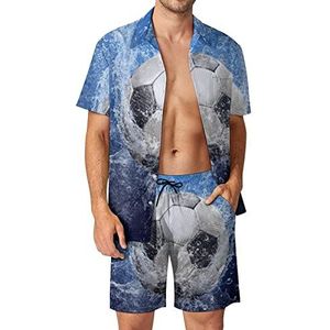 Waterdruppels rond voetbal Hawaiiaanse sets voor mannen button down korte mouw trainingspak strand outfits L