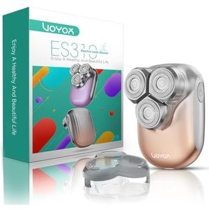 VOYOR Elektrisch scheerapparaat voor dames, gezichtsepilator, voor lichaam, armen en bikini, intieme trimmer, waterdicht, type-C, oplaadbaar, draagbaar, ES310 (goud)