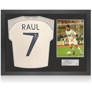 Origineel Real Madrid 1999-2000 shirt gesigneerd door Raúl. Icoonkader
