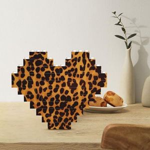 Bouwsteenpuzzel hartvormige bouwstenen, coole cheetah luipaardpuzzels, blokpuzzel voor volwassenen, 3D micro bouwstenen voor huisdecoratie, bakstenen set