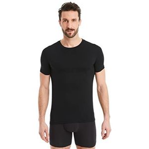 FINN Zakelijk onderhemd voor heren, korte mouwen met ronde hals, ondershirt voor mannen van originele Lenzing® modal-stof, het perfecte T-shirt onder hemd en pak, zwart, XL