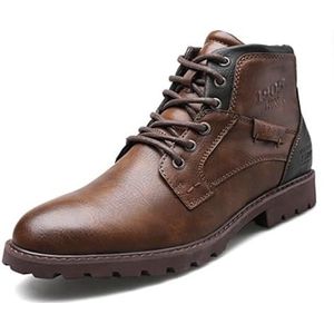 BHSLH Herenlaarzen grote maat rits korte laarzen herenschoenen herfst en winter hoge schoenen retro werklaarzen, Bruin, 38.5 EU