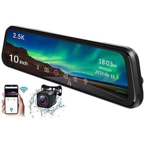 Dashcam Spiegel DVR Met WIFI Auto Achteruitkijkspiegel Black Box Videorecorder 2K Dash Cam Registrar Achteruitkijkcamera Autocamera(15M add PowerBox 128G)